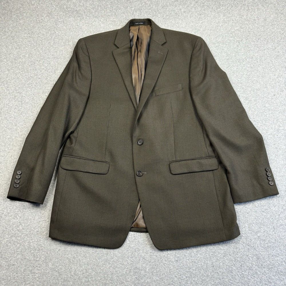 Lauren Ralph Lauren Blazer Mens 44L Brown Multicolored Plaid Polyester Rayon